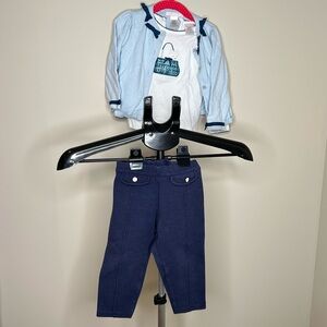Janie and Jack 3 piece set, sweater, long sleeve shirt and leggings 18-24monthd